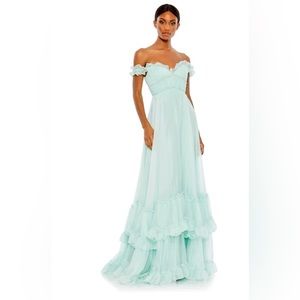 Mac Duggal - Ruffle Tiered Babydoll Flowy Gown (Mint)
